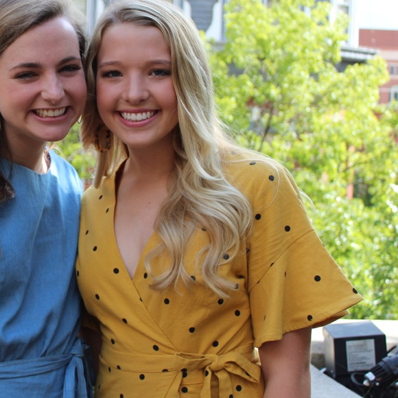 Mustard polka dot wrap dress - Picture 2 of 5